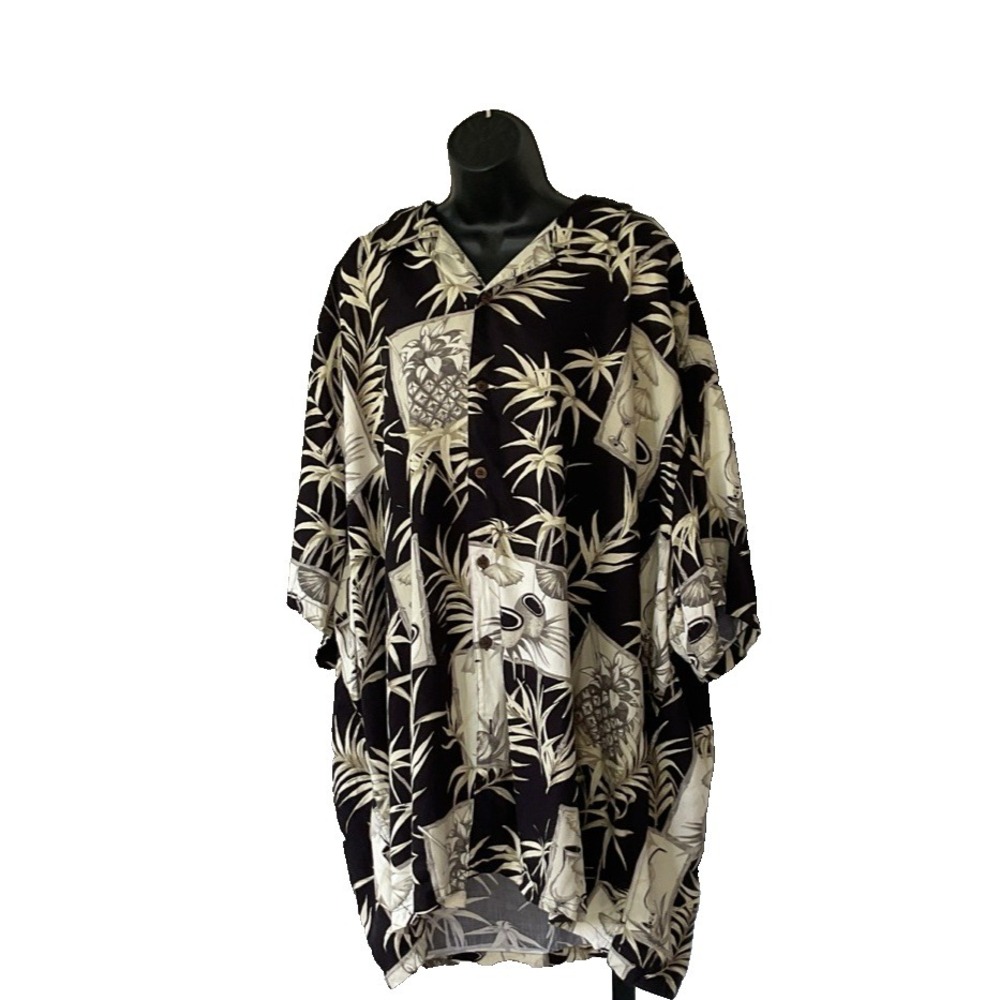 Caribbean Joe Let Go 5XL Shirt Black Pineapple Palm Hawaiian Short Sleeve Shirt